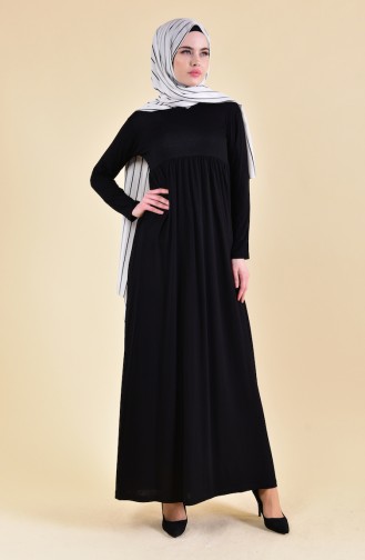 Schwarz Hijab Kleider 3030-01