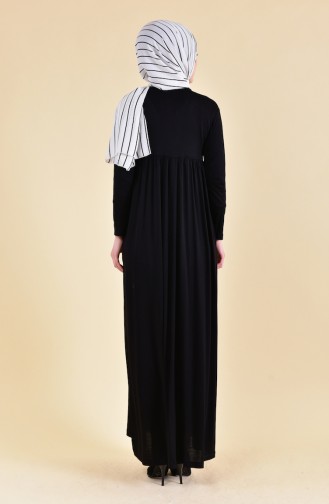 Schwarz Hijab Kleider 3030-01