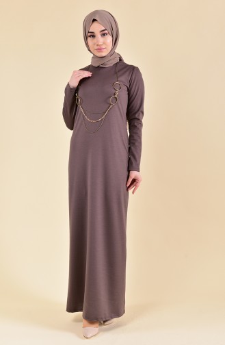 ميناهيل فستان بتصميم مُزين بقلادة 5005-01 لون بني مائل للرمادي داكن 5005-01