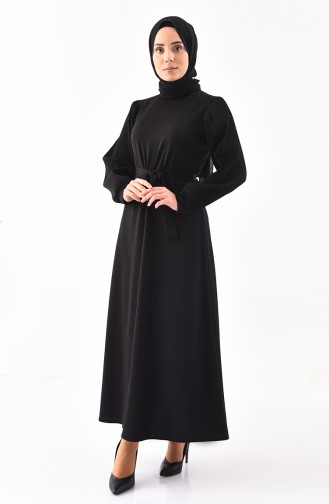 Sleeve Pleated Dress 4079-02 Black 4079-02