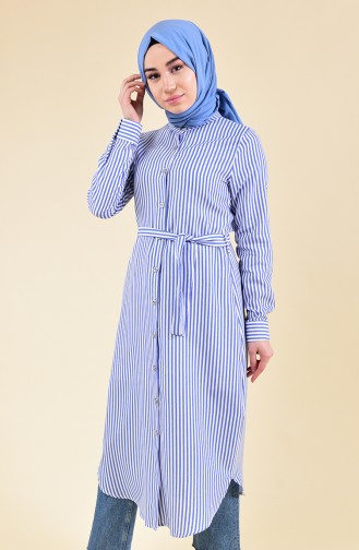 Belted Striped Long Tunic 10120-04 Saks 10120-04