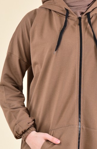 Zippered Hooded Sweatshirt 18111-08 Brown 18111-08