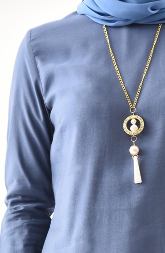 Laser Cutting Necklace Tunic 1009-03 Indigo 1009-03