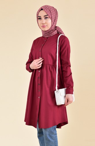 Pleated Waist Tunic 5000-05 Claret Red 5000-05