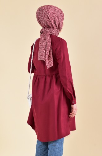 Pleated Waist Tunic 5000-05 Claret Red 5000-05