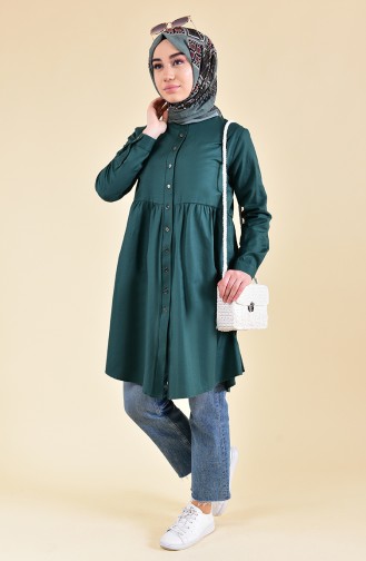 Pleated Waist Tunic 5000-08 Emerald Green 5000-08