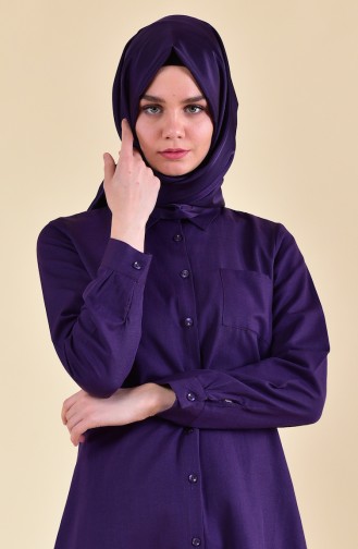 Minahill Pocket Buttoned Tunic 8202-17 Purple 8202-17