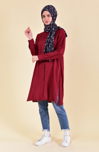 Yırtmaçlı Tunik 8138-03 Bordo