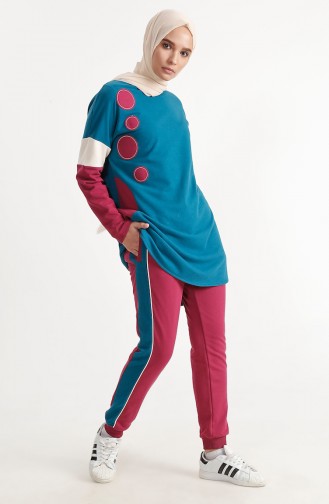 Garment Track Suit 1189-01 Turquoise Fuchsia 1189-01