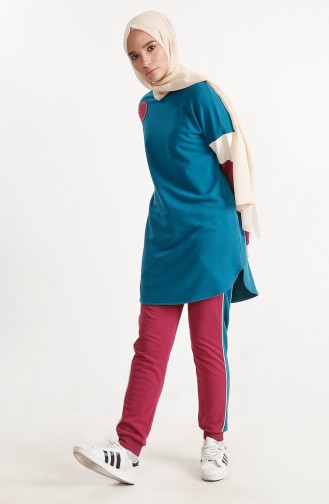 Ensemble Survêtement Garni 1189-01 Turquoise Fushia 1189-01