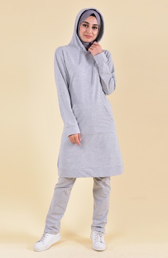 Hooded Tracksuit 18133-07 Gray Pink 18133-07