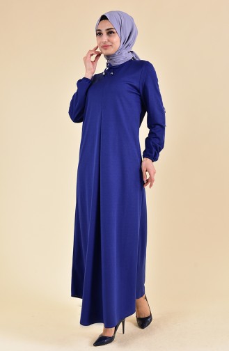 EFE Elastic Sleeve Dress 7858-09 Indigo 7858-09