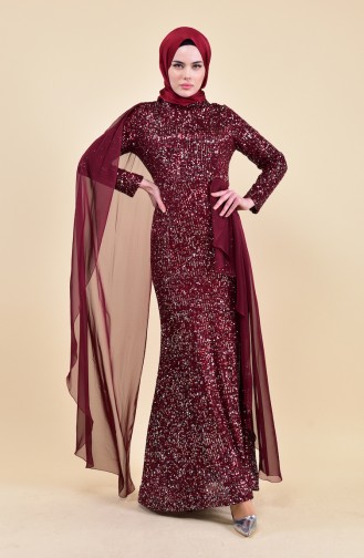 Sequined Evening Dress 6157-03 Plum 6157-03