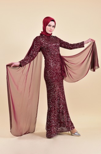 Robe de Soirée a Paillettes 6157-03 Plum 6157-03