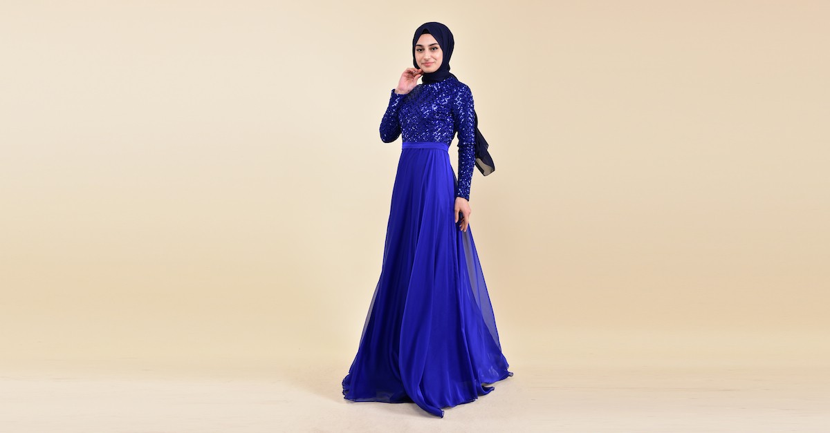 Robe de Soirée a Paillettes 8127-12 Bleu Roi 8127-12 | Sefamerve
