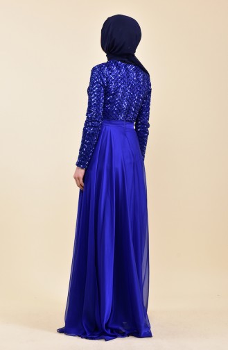 Saxe Hijab Evening Dress 8127-12