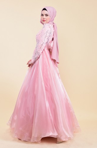 Pink Hijab Evening Dress 7044-02