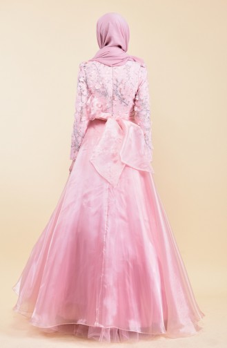 Pink Hijab Evening Dress 7044-02