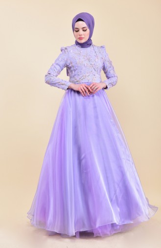 Flower Appliques Evening Dress 7044-03 Lilac 7044-03