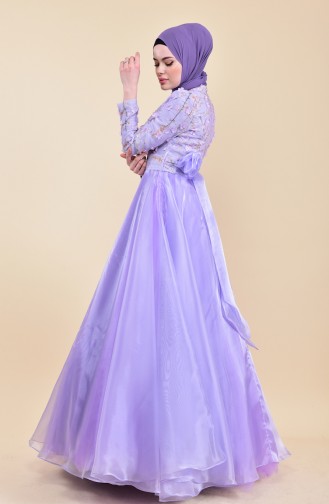 Flower Appliques Evening Dress 7044-03 Lilac 7044-03