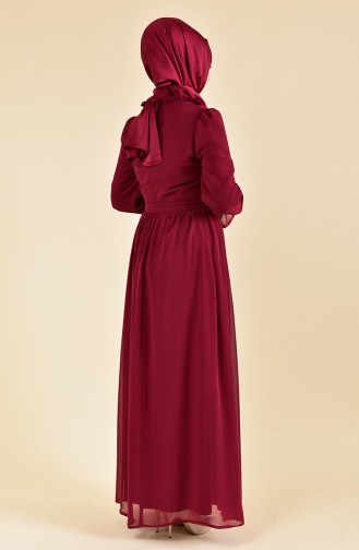 BURUN    Sleeve Elastic Dress 81594-01 Bordeaux 81594-01