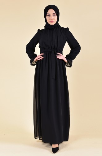 Schwarz Hijab Kleider 81594-02