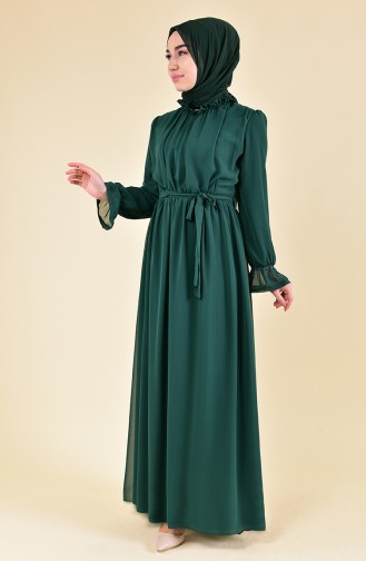 BURUN    Sleeve Elastic Dress 81594-04 Emerald Green 81594-04