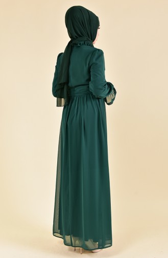 BURUN    Sleeve Elastic Dress 81594-04 Emerald Green 81594-04