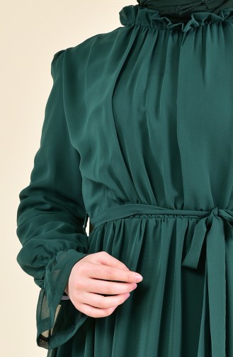 BURUN    Sleeve Elastic Dress 81594-04 Emerald Green 81594-04