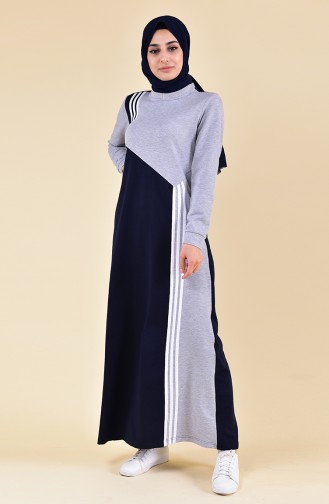 BWEST Striped Sport Dress 9025-02 Gray Navy 9025-02