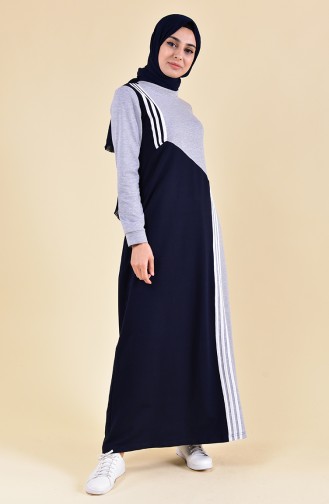 BWEST Striped Sport Dress 9025-02 Gray Navy 9025-02