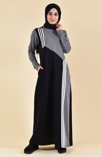 Şeritli Spor Elbise 9025-03 Siyah Füme
