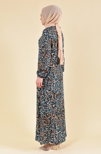 EFE Leopard Patterned Dress 0400-01 Petrol 0400-01