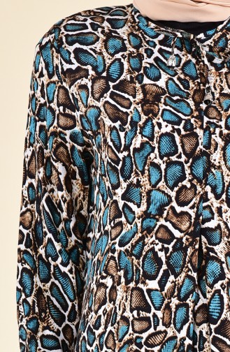 EFE Leopard Patterned Dress 0400-01 Petrol 0400-01