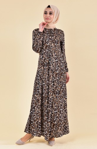 EFE Leopard Patterned Dress 0400-03 Brown 0400-03