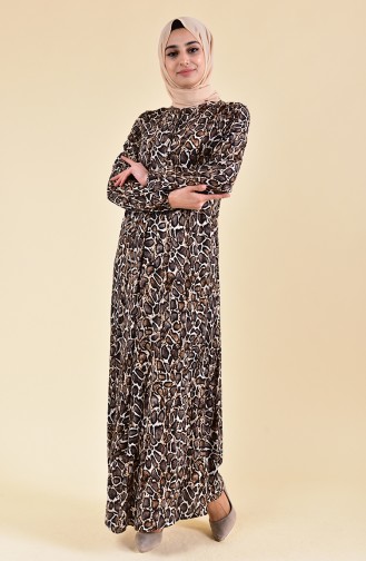 EFE Leopard Patterned Dress 0400-03 Brown 0400-03