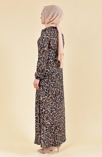 Leopard Gemustertes Kleid 0400-03 Braun 0400-03