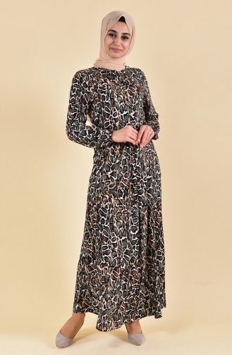 EFE Leopard Patterned Dress 0400-04 Green 0400-04