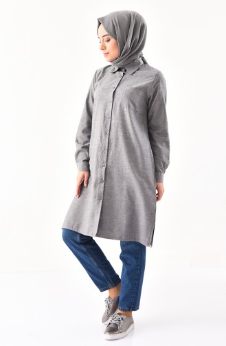 W.B Slit Pocketed Tunic 6350-03 Gray Black 6350-03