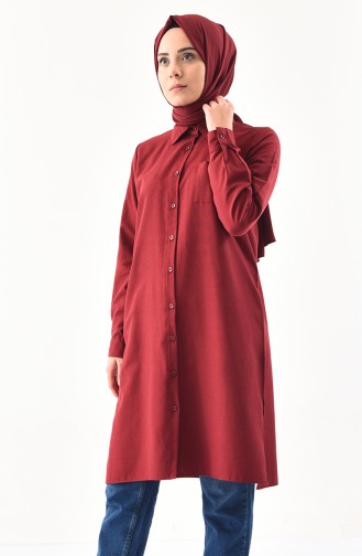 Yırtmaçlı Cepli Tunik 6350-06 Bordo