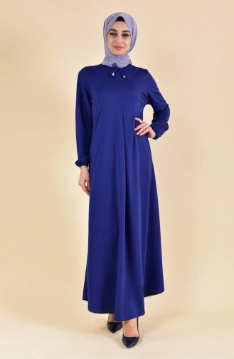 EFE Elastic Sleeve Dress 7858-09 Indigo 7858-09