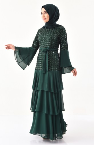 BURUN  Sequin Evening Dress 81672-07 Emerald Green 81672-07