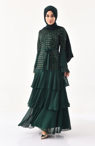 BURUN  Sequin Evening Dress 81672-07 Emerald Green 81672-07