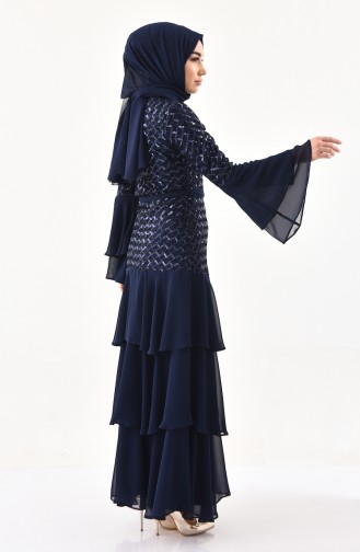 Dunkelblau Hijab-Abendkleider 81672-08