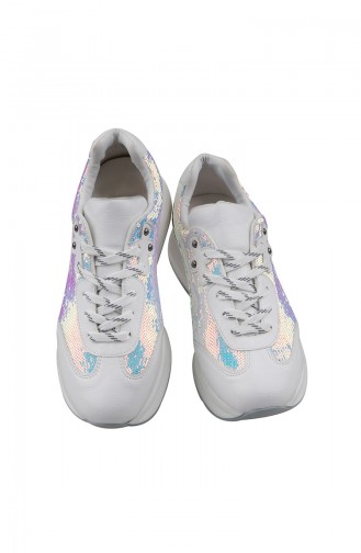 Women´s Sports Shoes  3153-03 White Sequined 3153-03