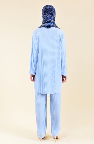 Pleated Tunic Pants Binary Suit 189912-06 Baby Blue 189912-06