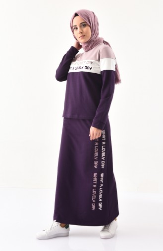 BWEST Printed Sports Blouse Skirt Double Suit 8369-04 Purple 8369-04