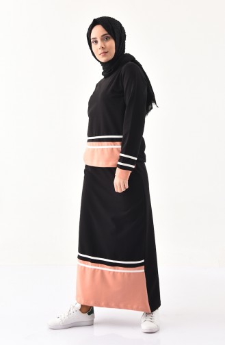 BWEST Striped Sports Blouse Skirt Double Suit 8371-05 Black 8371-05