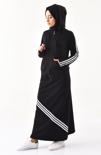 BWEST Zippered Cardigan Skirt Double Suit 8393-03 Black 8393-03