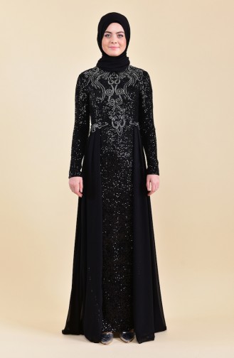 Robe de Soirée a Paillettes 52742-01 Noir 52742-01